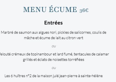 menu ecume givrée ploemeur
