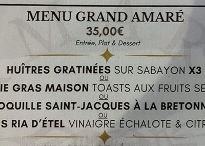 menu huitres amare lorient