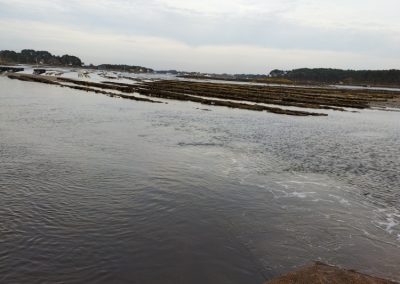 Retour de marée, vue parcs à huitres du chaland